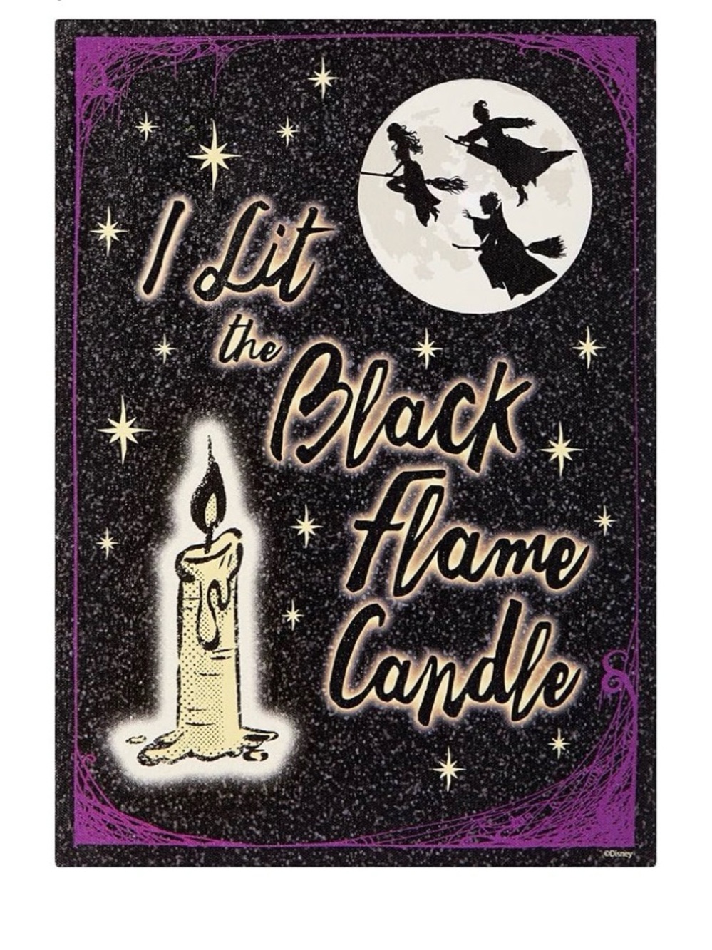 Light up Hocus Pocus Black Flame Candle Canvas Wall Decor